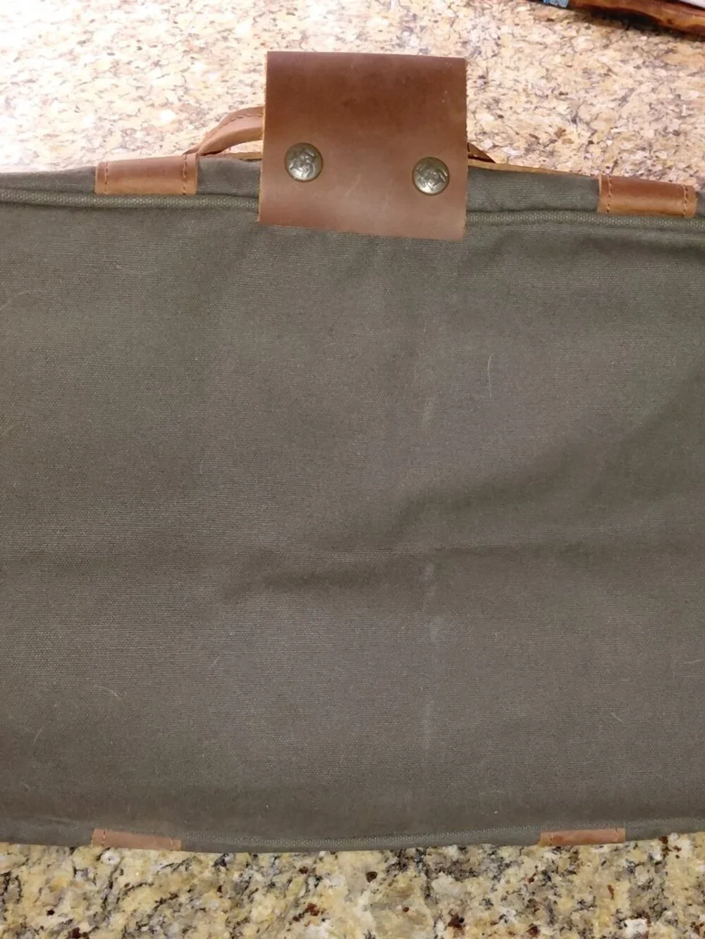 Vintage Jon Hart Large Weekender Duffel Bag Olive Canvas Brown Leather Strap